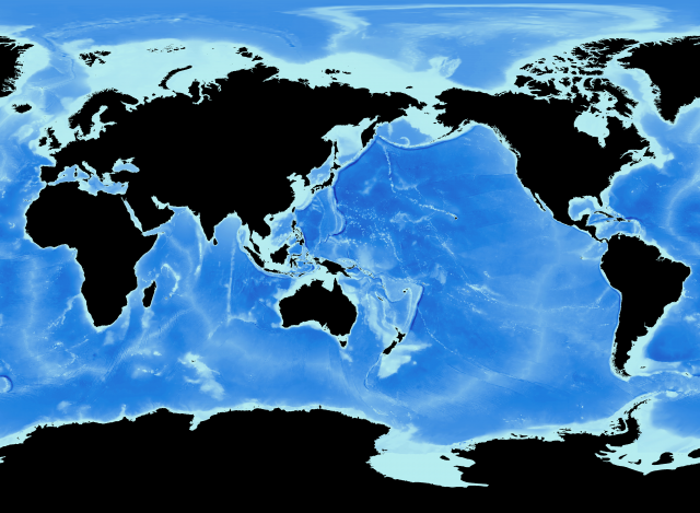 海底起伏マップ（太平洋中心）
