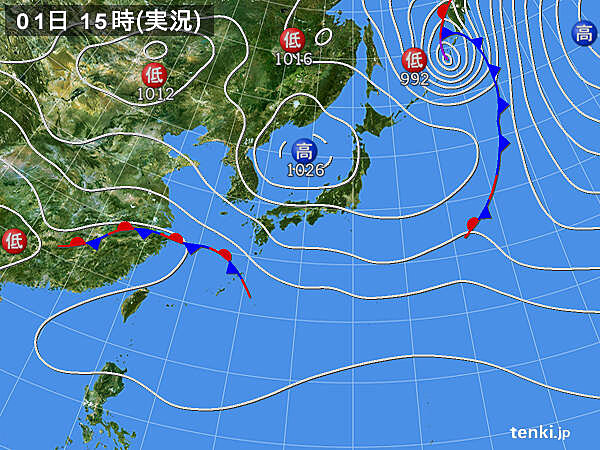 日本気象協会 実況天気図（2021年4月1日）